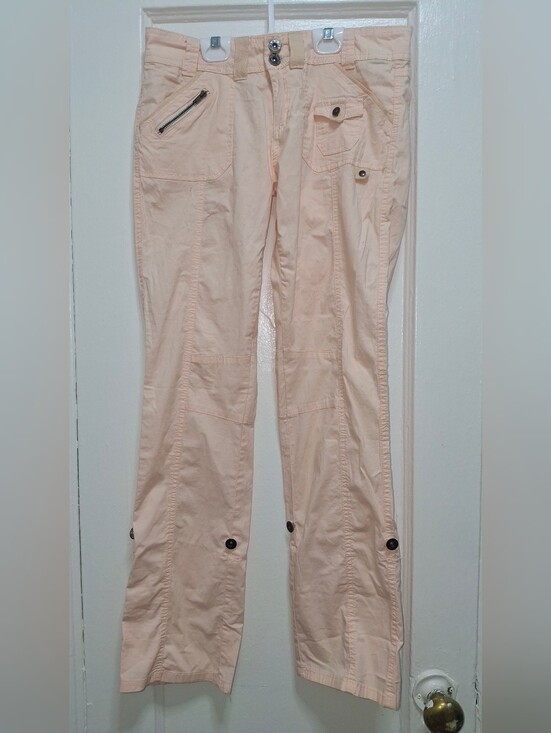 What About Me Pants - Y2K Utility Cargo Pants Coral/Pink Adjustable Hem Size 3/4